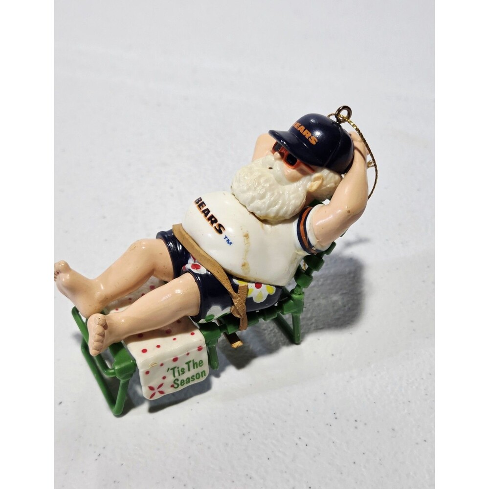 Russ Christmas Ornament Santa Beach Chair Collectible Chicago Bears